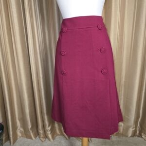 Talbots Magenta Pencil Skirt with Button Detail